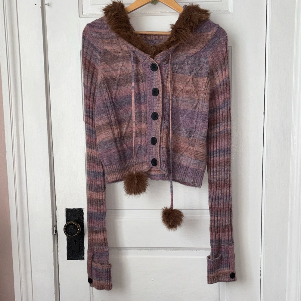 CURRENT MOOD CROPPED HOODED CARDIGAN SWEATER